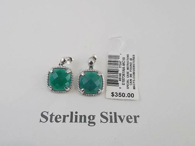 Pendientes colgantes de ágata verde de plata de ley con perlas cultivadas Foto 1 de 1