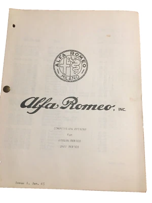 Alfa Romeo Giulia 1962-1968 OEM Opciones de competencia Piezas Folleto de ventas Carreras Foto 1 de 4