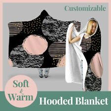 Personalized Polka dots Texture Hooded Throw Blanket Fleece Hoodie Cape