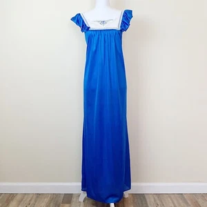 Vintage Vandemere Royal Blue Nightgown 100% Nylon Size Medium NWT Lace Detail - Picture 1 of 6