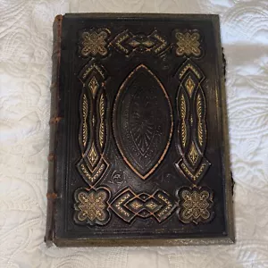 Large Antique Holy Bible, Brass Clasp Leather Bound Vintage Book. MakeOffer - Picture 1 of 10