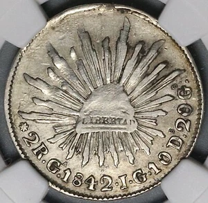 1842-Ga NGC VF 25 Mexico 2 Reales Guadalajara Mint Coin POP 1/2 (24070802C) - Picture 1 of 6