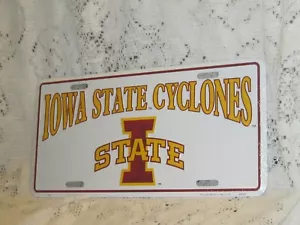 IOWA STATE UNIVERSITY TWO TONE METAL CYCLONES METAL LICENSE PLATE NEW SEALED - Picture 1 of 1