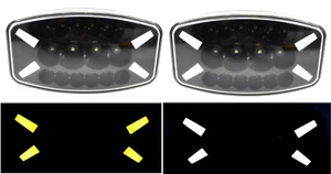 2x LED Spot Lights 12/24V + DRL White/Orange Grill Rollbar Lorry Tractor Van Bus - Afbeelding 1 van 9