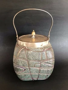 Loetz Iridescent Glass Biscuit Jar Box Antique - Picture 1 of 8