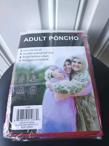 Adult Rain Poncho, One Size Fits All Package With 12 Pcs Green Yellow Red Blue - Picture 1 of 4
