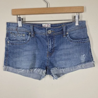 Vtg Y2K 00s Mudd Micro Mini Booty Shorts Low Rise Denim Jeans 9 - Image 1 of 4