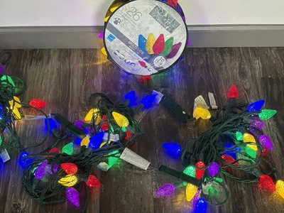 4 Celebrations 26 LED Multi-Color Faceted Light Strings 100 Ft Total C9 Outdoor - Image 1 of 4