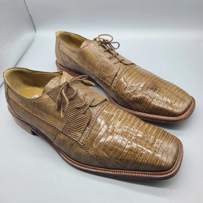 Zapatos Oxford David Eden Para Hombre Marrón Genuino Teju Lizard Talla 11.5 Puntera Cuadrada Nuevos Foto 1 de 4