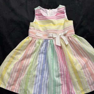 Bonnie Jean Pastel Rainbow Gold Accent Spring Summer Dress Size 24 Months - Picture 1 of 13
