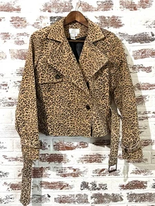 Spiegel Vintage Jacke Echtleder 90’s Y2K Leopard Gepard Gürtel Mantel Gr. 6 - Bild 1 von 7