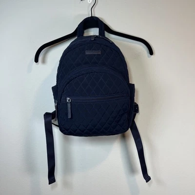 Vera Bradley Essential Compact Backpack Bag Classic Navy Blue Microfiber Quilted - Image 1 of 4