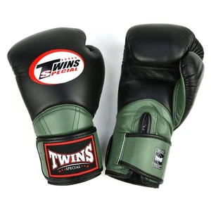 Twins Long-Cuff Muay Thai Boxing Gloves Black-Olive - Picture 1 of 3