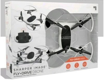 SHARPER IMAGE FLY + DRIVE 7" DRONE RECHARGEABLE DUAL FUNCTION 2.4GHZ LONG RANGE  - Image 1 of 4