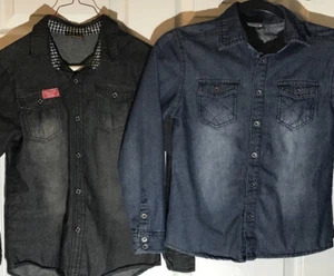 Set of 2 JBR Extreme L Slv Collar Denim Shirts (size 9-11) Dark Wash/Light Wash - Picture 1 of 10