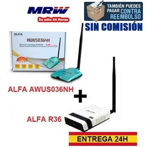 PACK ADAPTADOR WIFI ALFA AWUS036NH + ROUTER ALFA R36.KIT WIFI RECIBE/COMPARTE - Bild 1 von 1
