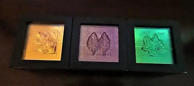 Arte de pared decorativo bloques negros con hojas de vidrio de colores arte gráfico caja de sombras Foto 1 de 4