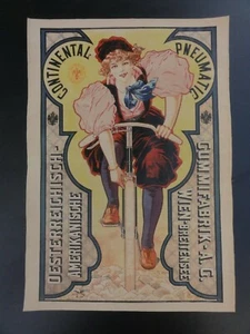 Altes Werbeplakat Fahrrad Continental Pneumatik Gummifabrik A.G. Wien - Picture 1 of 7