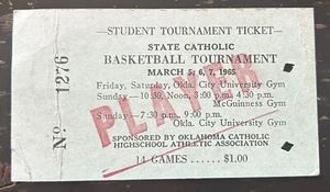 Ephemera Oklahoma State basketball basketball tournament ticket 1965 - Picture 1 of 2