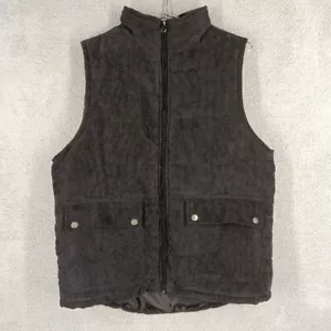 Weather Wear Mens XL Black Corduroy Puffer Vest Quilted Padded Sleeveless Jacket - Picture 1 of 9