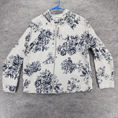 Sudadera con Capucha Maurices Mujer Grande Cremallera Completa Gris Azul Floral Foto 1 de 4