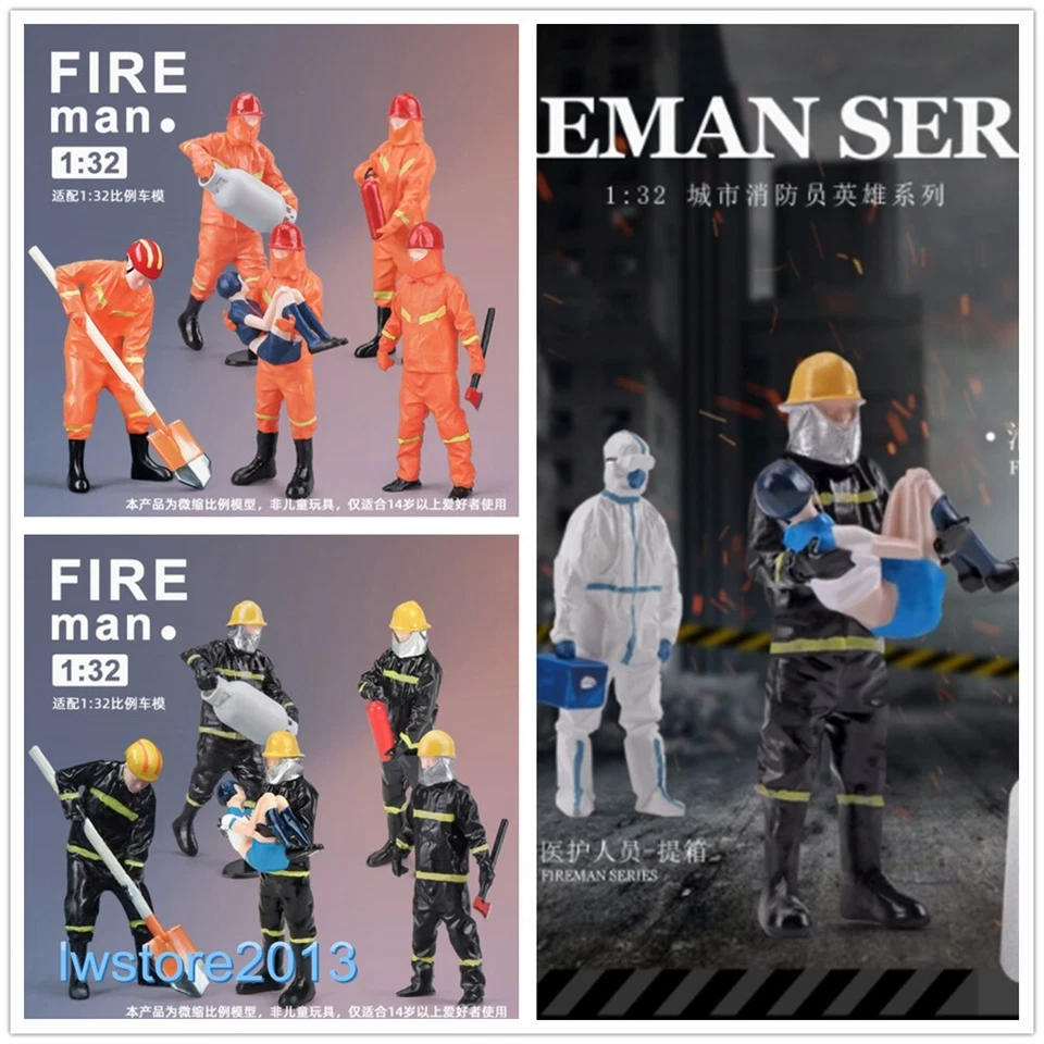 1/32 Fireman Male Scene Props Miniatures Figures Model For Cars Vehicles Toys - Image 1 of 1
