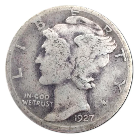 1927-S Mercury Dime G Good 90% Silver Cover