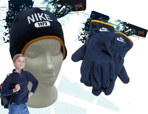 NIKE 1972 Fleece HAT and GLOVE Set Navy Blue Child AUTHENTIC Small Age 4-5 - Picture 1 of 4