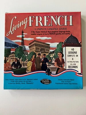 Living French Complete Language Course 4 10" Vinyl Records Missing Manual - Image 1 of 4