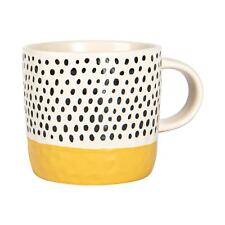 Getaucht Gepunktet Steingut Kaffeebecher Groß Rustikal Tee Tassen-Set 385ml Gelb