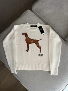 Lauren Ralph Lauren Intarsia-Knit Cotton-Blend Jumper XL cream Dog - Picture 1 of 6