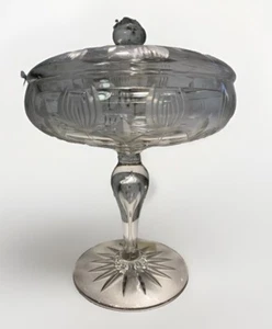 Fine Early American Cut Glass Compote Lotus Blossom Pattern Hawkes Style 8" Tall - Picture 1 of 13