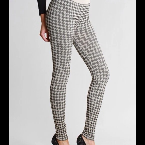 NEW Beige Houndstooth Leggings by Nikibiki - Image 1 of 1