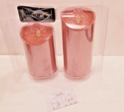 Juego de velas de pilar Luminara Flameless Holiday rojo brillo 5,5" y 7" NUEVO EN CAJA Foto 1 de 4