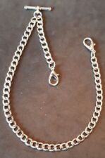  Albert pocket watch chain with t-bar and  clasps,1 for own fob,silver colour