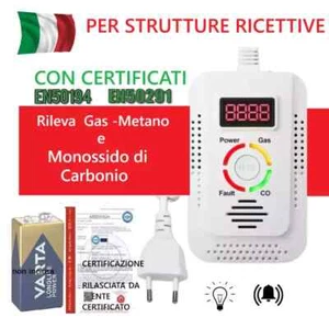 Rilevatore Gas monossido di carbonio con certificato 2 in 1 Strutture Ricettive - Foto 1 di 10