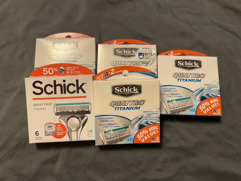 5 Packs Schick Quattro Titanium Razor Refill Cartridges 6 Cartridges Value Pack - Image 1 of 1