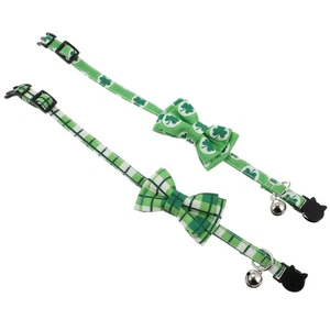 2 Pcs Cat Collar Patrick's Day Bow Decorative Puppy Necklace - Picture 1 of 12