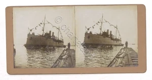Fotografia stereoscopica - Cannoniera Bravo dopo il varo - Sestri Ponente 1904 - Picture 1 of 1