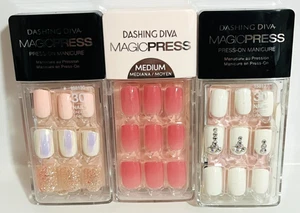 Nuevo Adashing Diva Manicura Uñas Brillo Blanco Rosa 3 Juegos Sin Pegamento Magic PressOn - Imagen 1 de 1