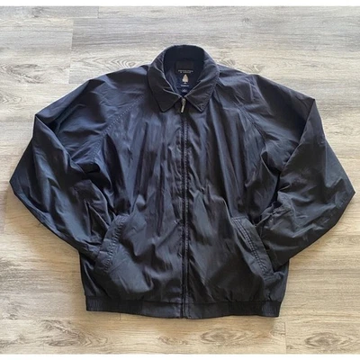 Roundtree & Yorke Black Micro Suede Zipper Jacket Mens Large Hidden Pockets - Image 1 of 4