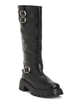 $895 - Bota de cuero Stuart Weitzman Emerson Moto en negro talla 10 Foto 1 de 4