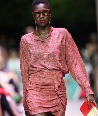 Falda ISABEL MARANT Jipson Púrpura y Verde Mini Volantes 36 FR / 6 US USADA UNA VEZ Foto 1 de 4