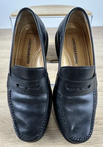 Scarpe mocassini Johnston & Murphy da uomo in pelle nera Penny Brasile pelle di pecora 8M - Foto 1 di 8