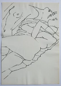 Zeichnung Federzeichnung Akt Frau Paar Erotik Tinte Edvard Frank Nachlass - Picture 1 of 8