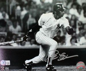 Deion Sanders Autographed NY Yankees 8x10 B&W Swinging Photo-Beckett W Holo - Picture 1 of 2