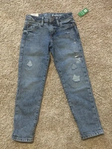 Stressed Gap Kids 6 Girlfriend Jeans Washed Blue Size 6 For Girls With Tags New - Picture 1 of 12