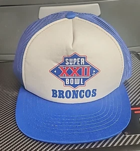 Rare NFL New 1988 Super Bowl XXII DENVER BRONCOS Mesh Truckers Snapback Hat - Picture 1 of 5