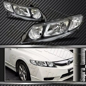 Black Housing For 2006-2011 Honda Civic 4DR / Sedan Headlights W/Clear Reflector - Picture 1 of 5