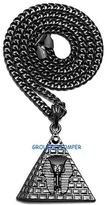 Nuevo Collar Pirámide Faraón Egipcio con Eslabón Cubano de 24 Pulgadas - Imagen 1 de 6